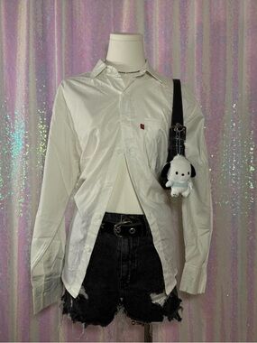 Remember White Long Sleeve Button-Up Dress Shirt (S) ★彡